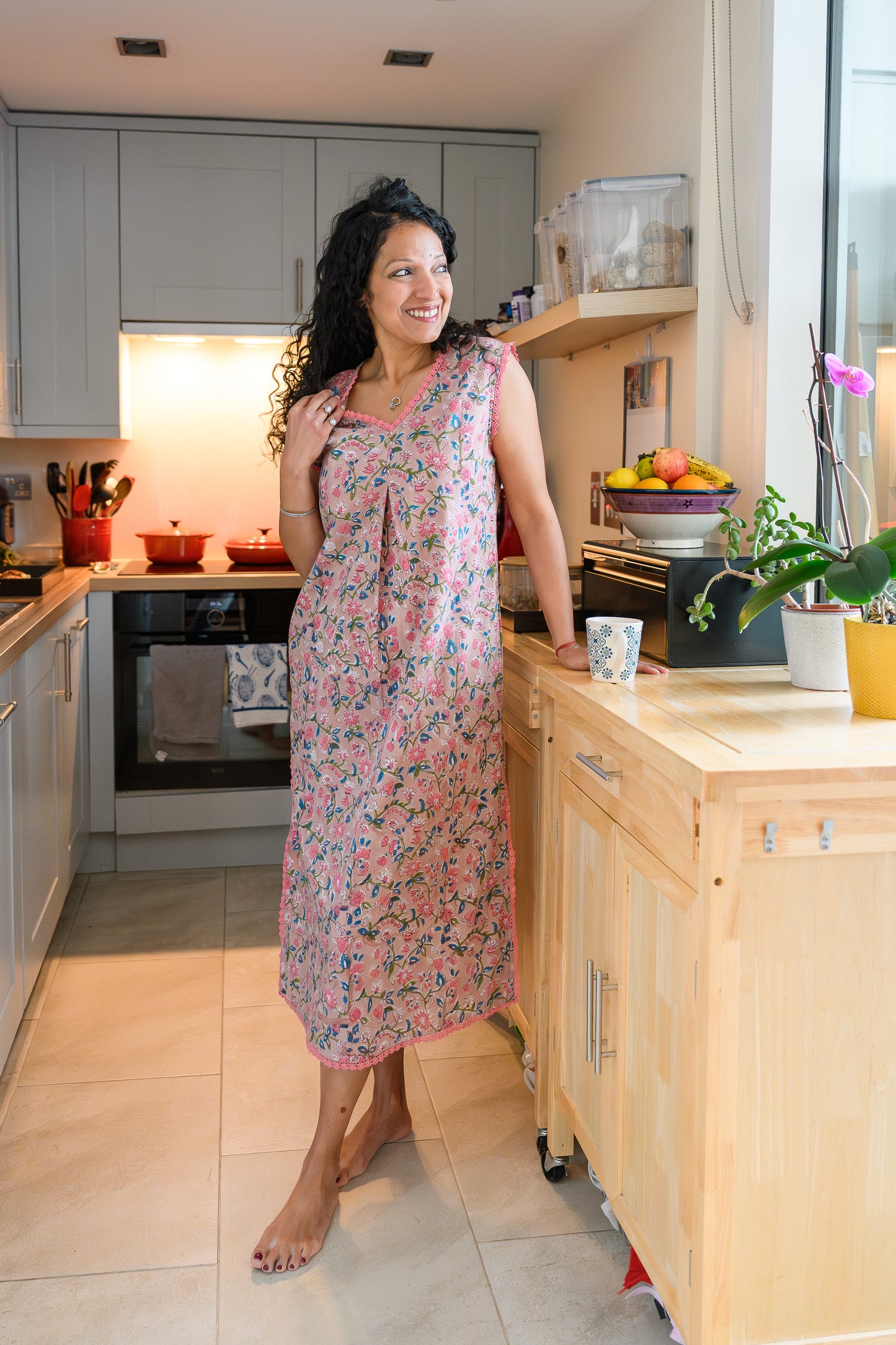 COTTON NIGHTDRESS - BLUSH PINK FLORAL