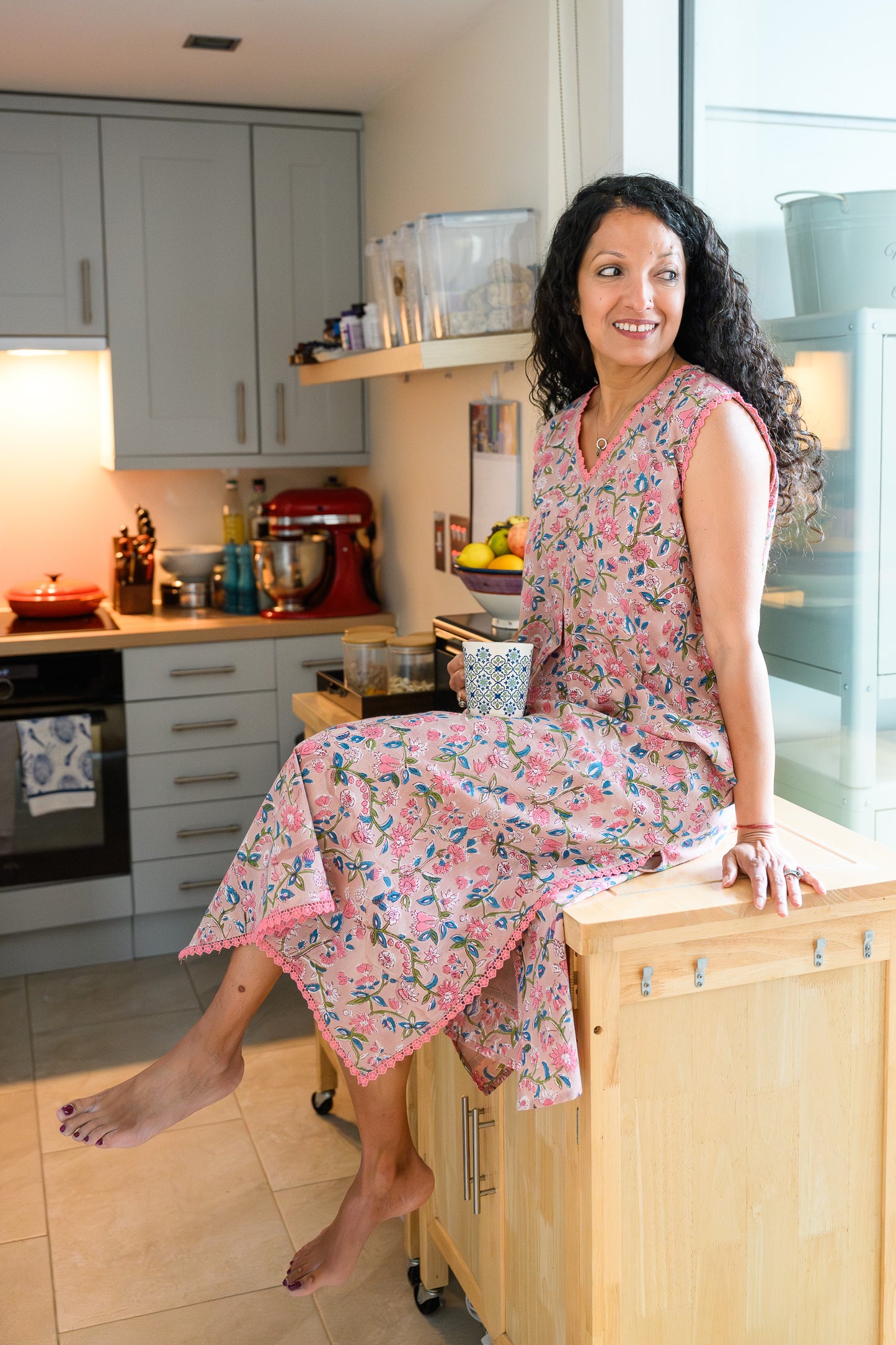 COTTON NIGHTDRESS - BLUSH PINK FLORAL
