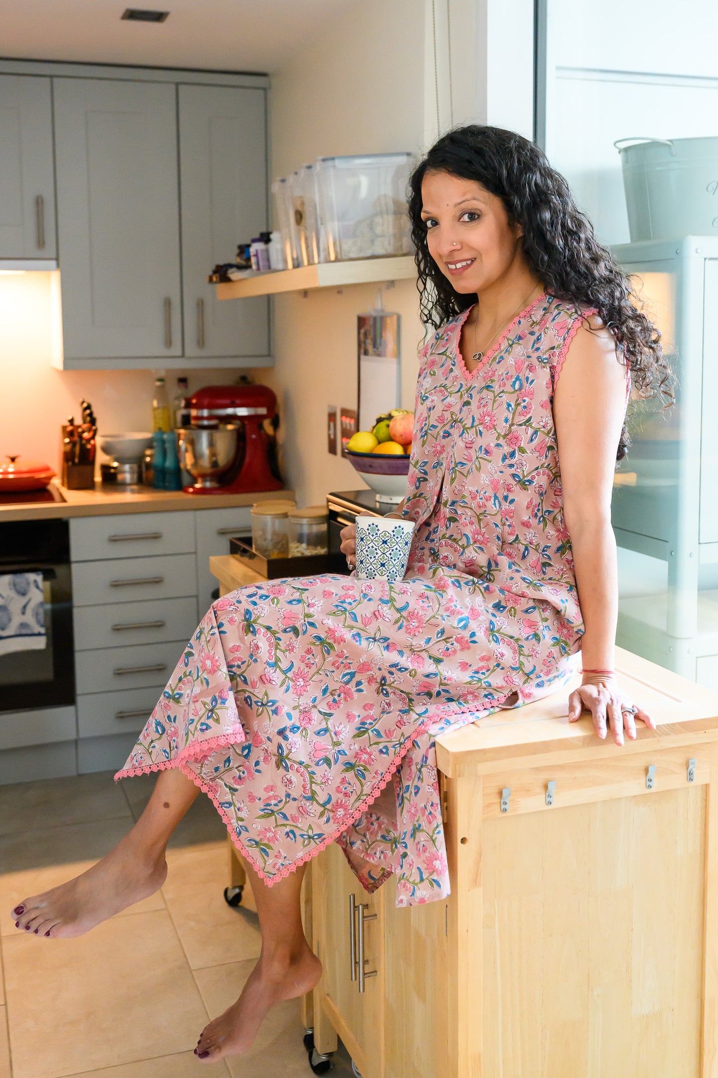COTTON NIGHTDRESS - BLUSH PINK FLORAL