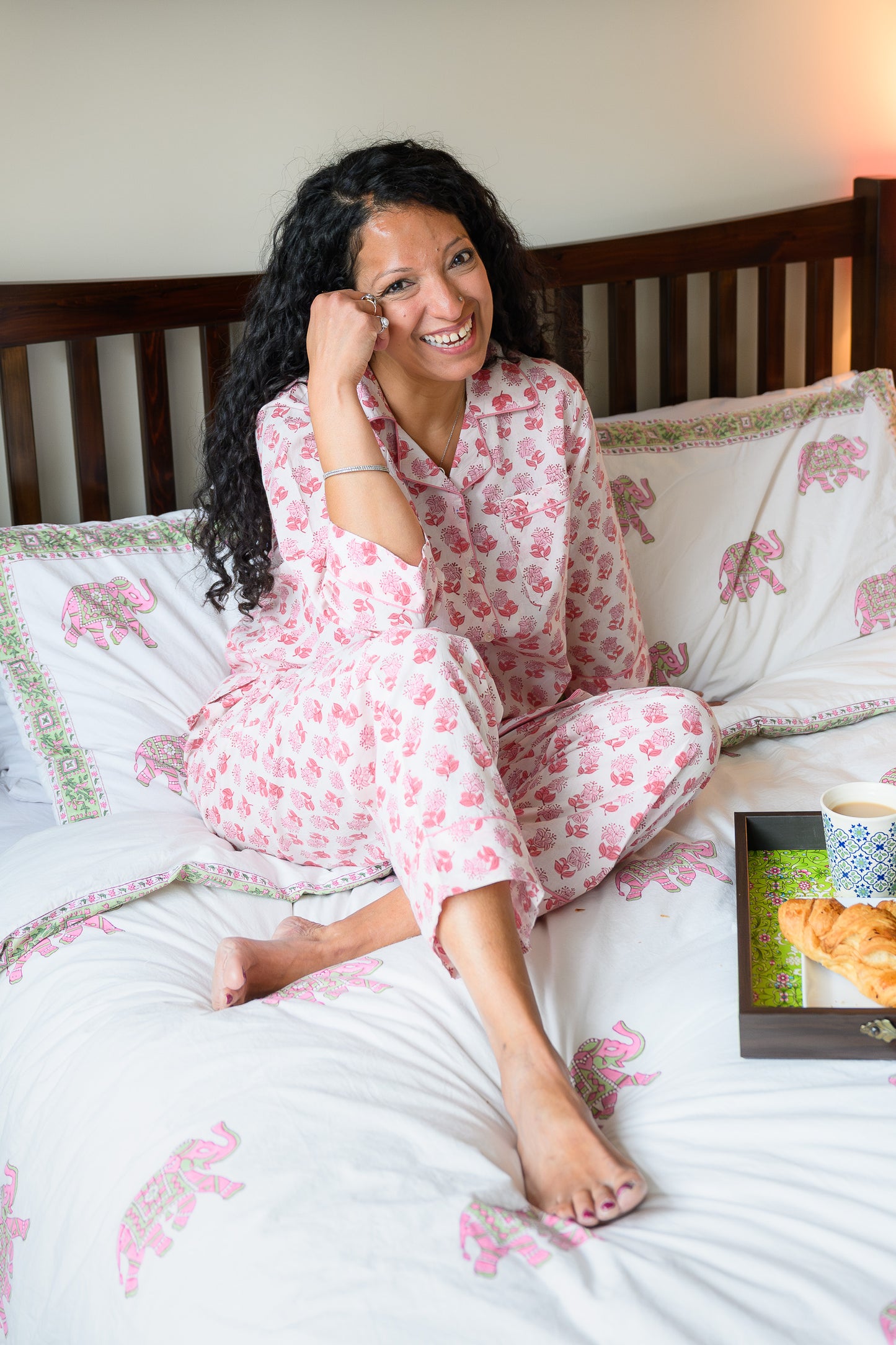 LONG PJ SET - PINK DITSY FLORAL