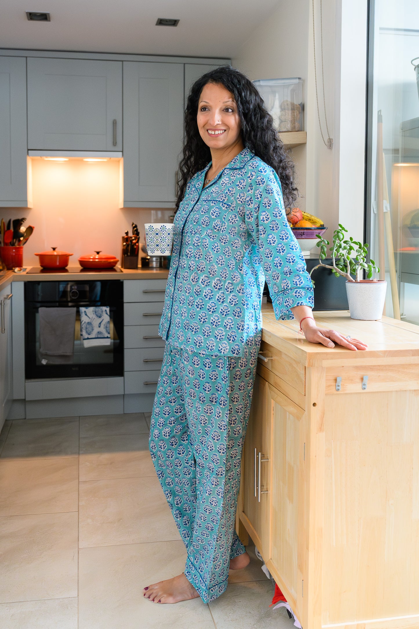 LONG PJ SET - BLUE FLORAL
