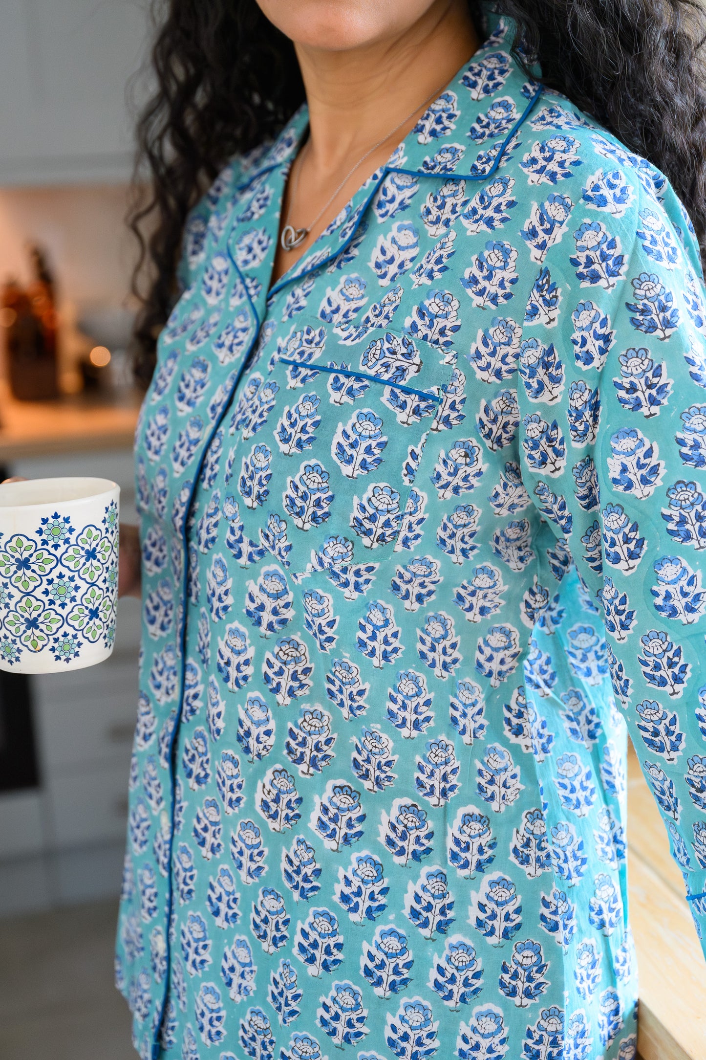 LONG PJ SET - BLUE FLORAL