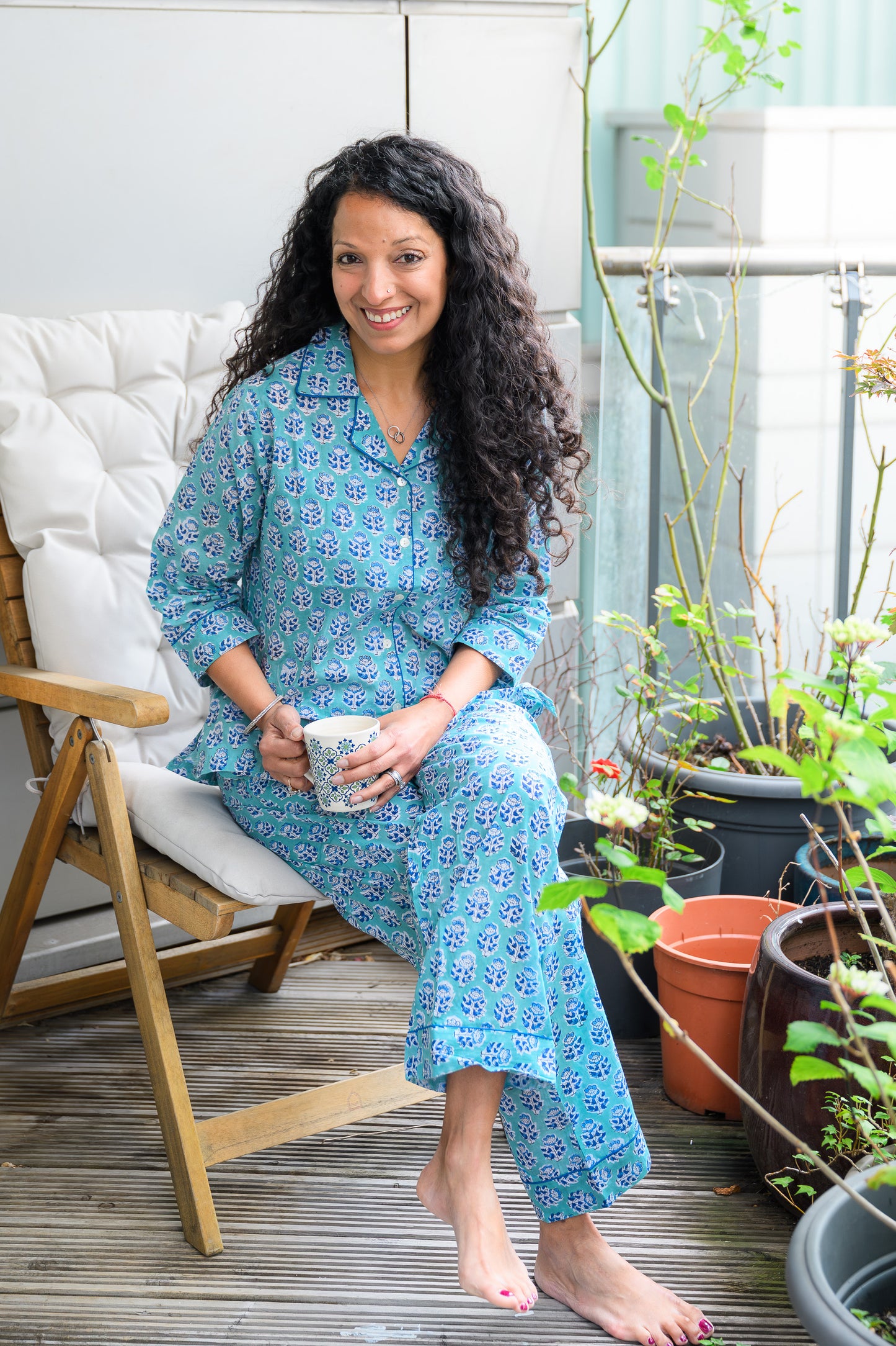 LONG PJ SET - BLUE FLORAL