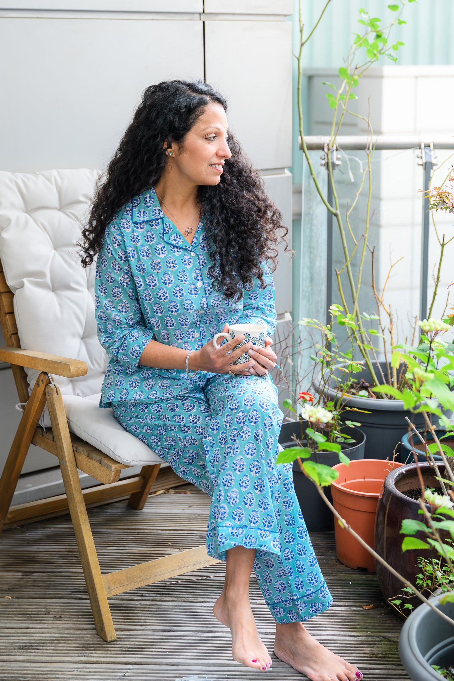 LONG PJ SET - BLUE FLORAL