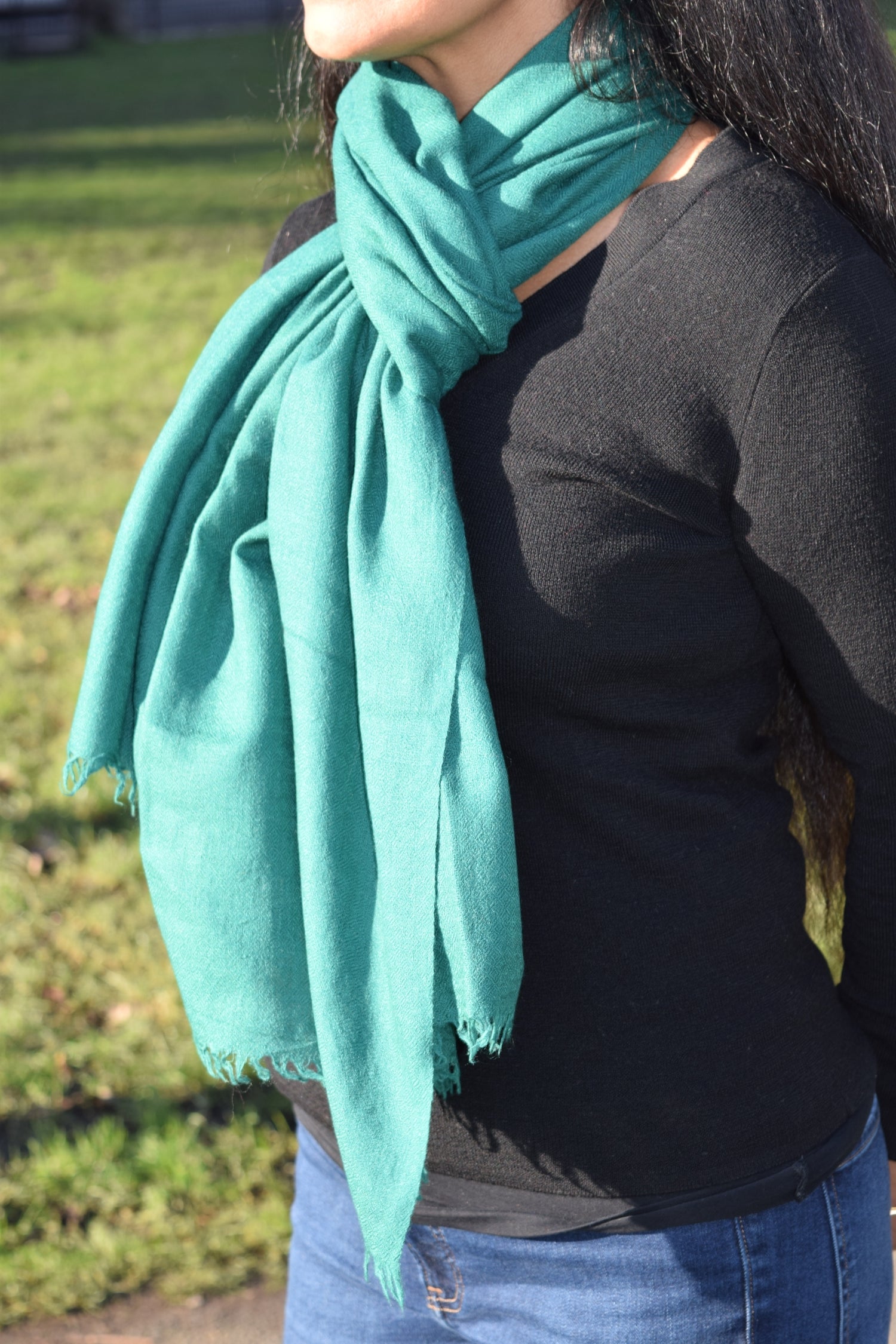 Handwoven Forest Green Pashmina
