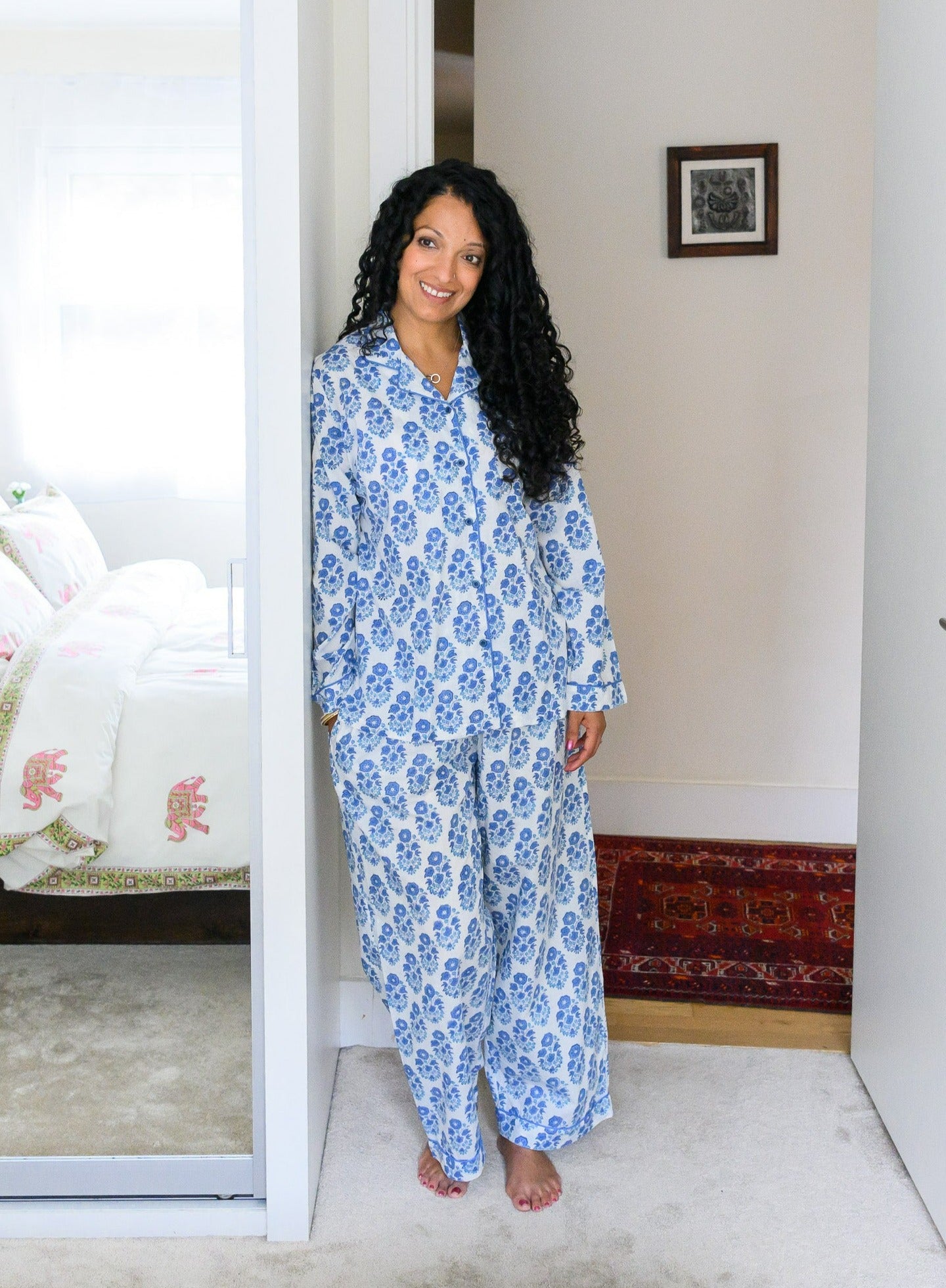 Block print cotton women's pyjama set