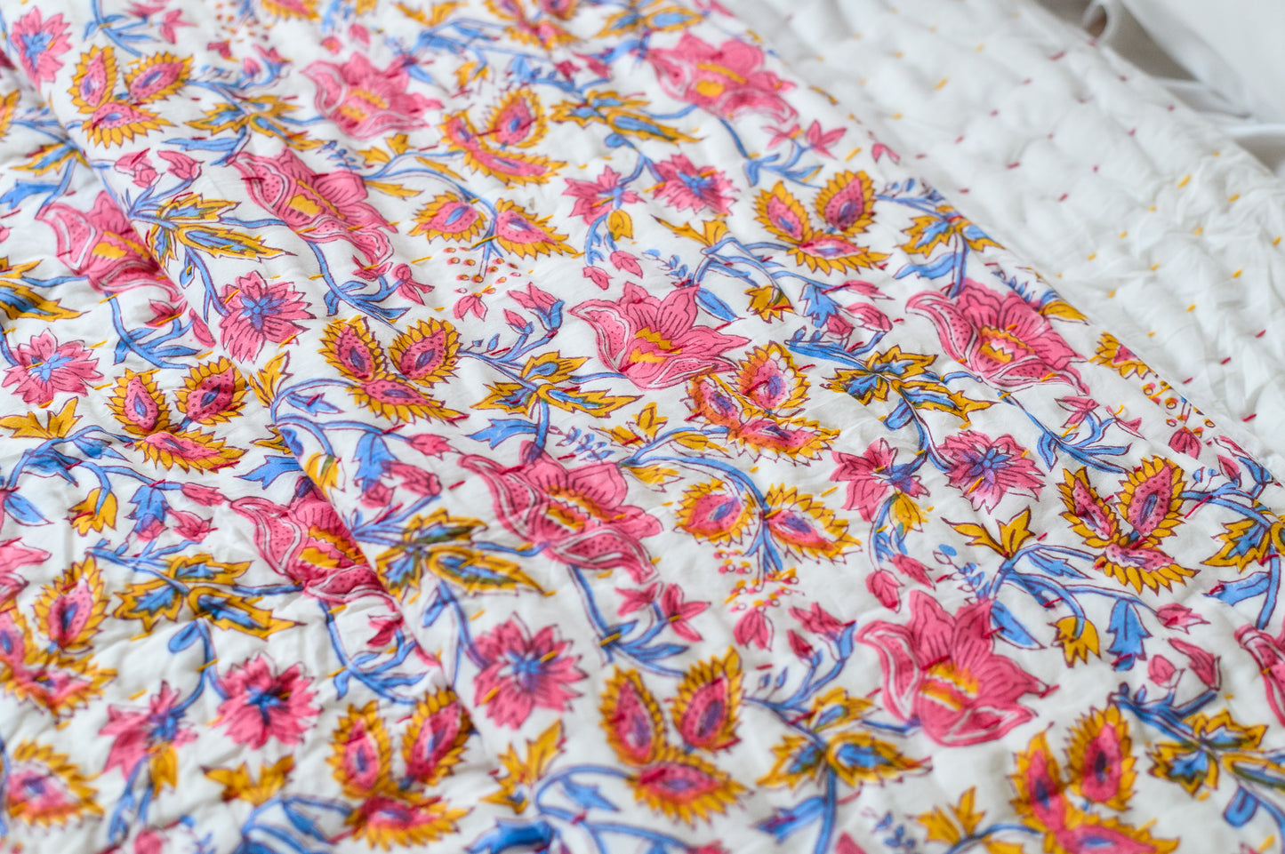 floral kantha quilt