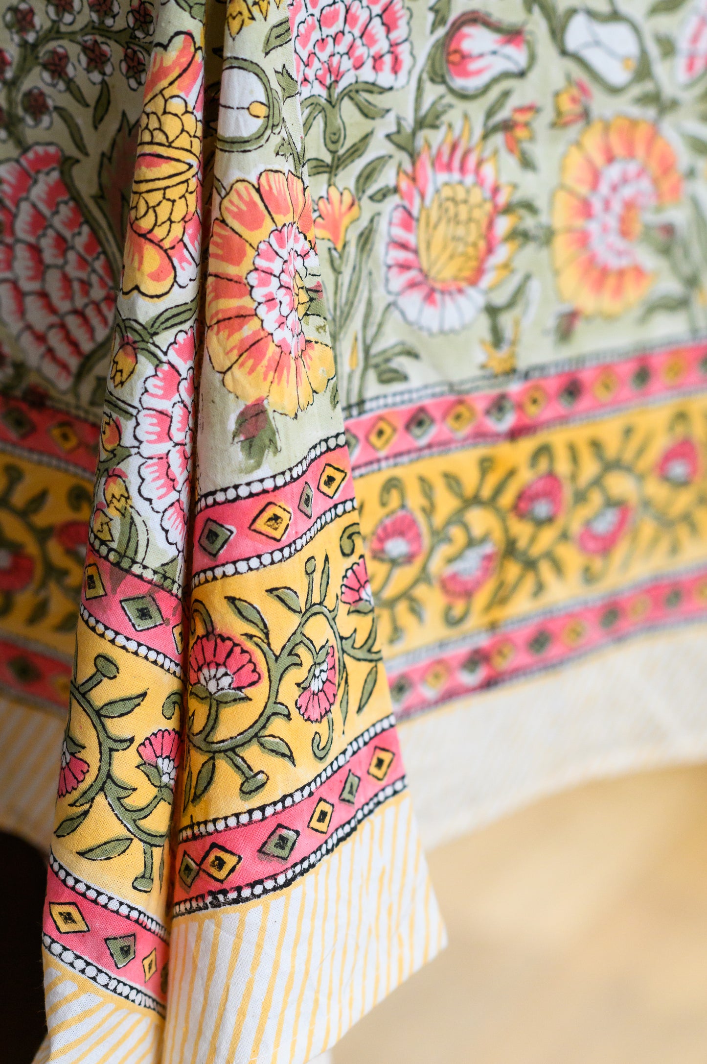 Block print cotton tablecloth