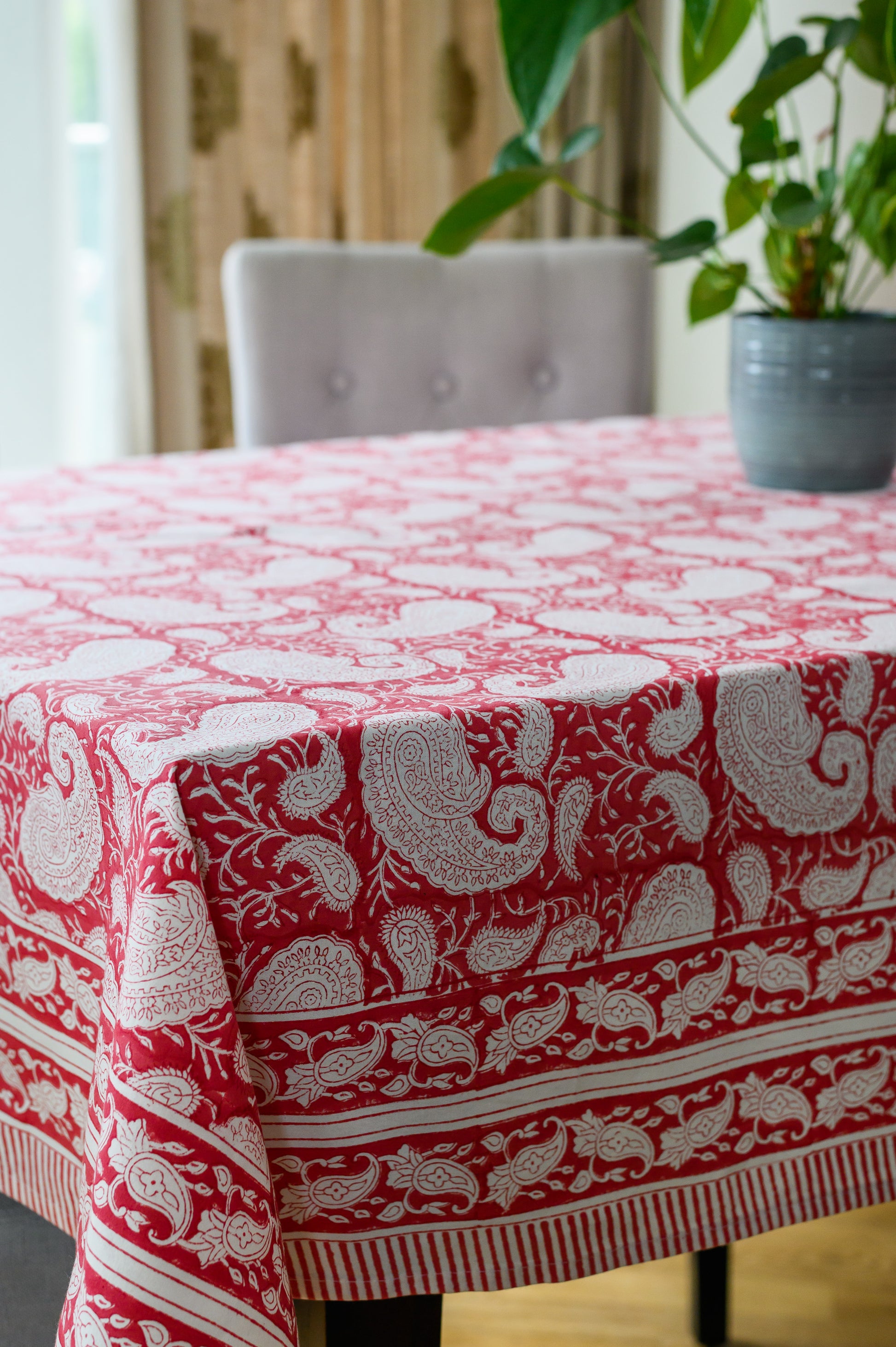Block print cotton tablecloth